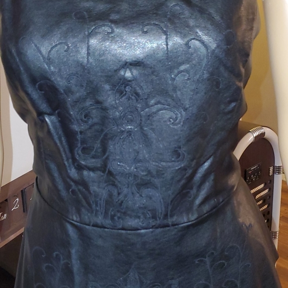 Worthington Black Faux Leather Peplum Blouse M - Picture 7 of 15